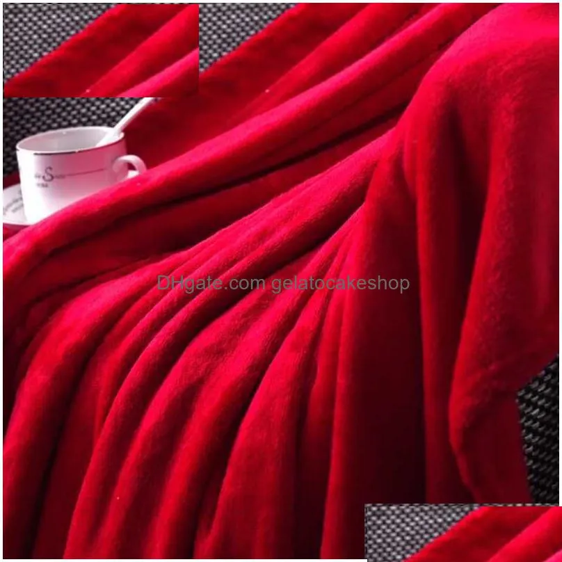 blankets red flannel blanket soft throw blanket on sofa bed plane travel plaids adult home textile solid color blanket travel