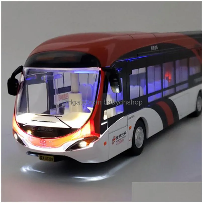 diecast model car electric tourist toy traffic bus alloy car simulation metal city with sound and light kids gift 220930