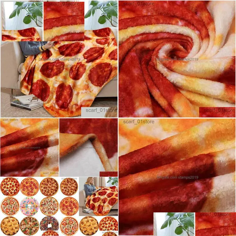 blankets wostar warm coral fleece tortilla pizza blanket mexican round shape lavash wool sofa plaid plush bedspread winter throw