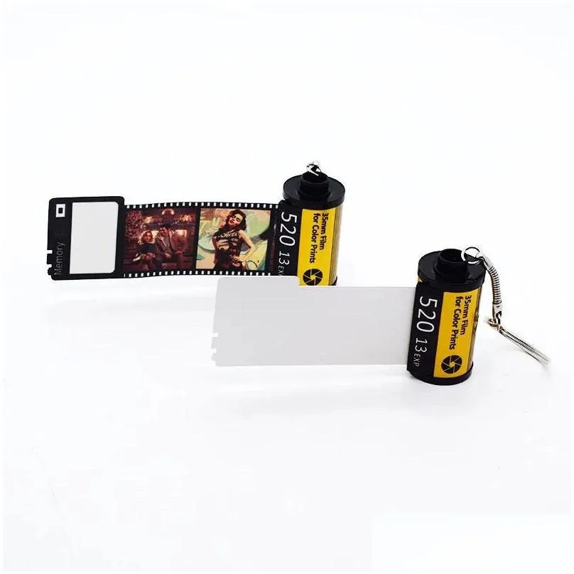 Sublimation Memory Film Keychain Home Camera Roll Blank Keyrings DIY Anniversary Gifts