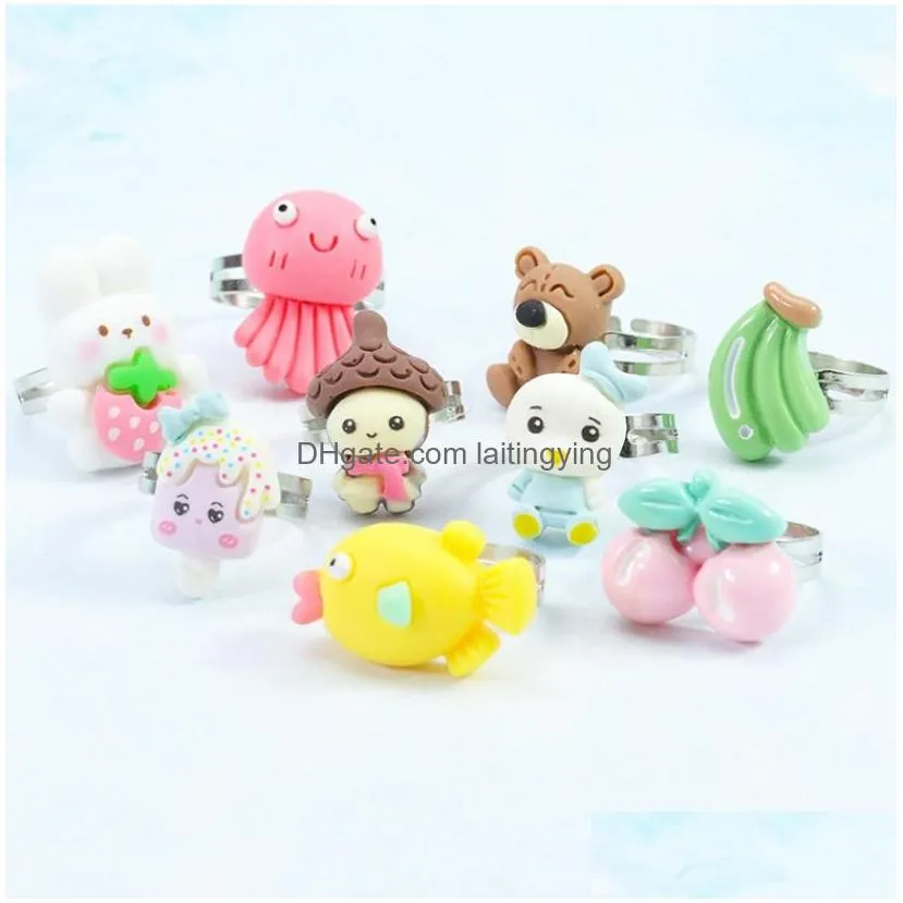 little girl jewelry beaded necklace ring cartoon animal owl dinosaur butterfly pendants friend friendship party favors dress up play