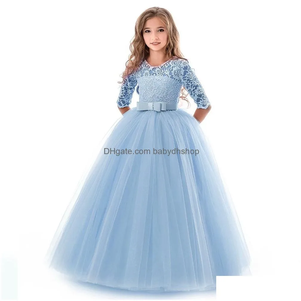 kids bridesmaid lace girls dress for wedding and party dresses evening christmas girl long costume princess children fancy 6 14y
