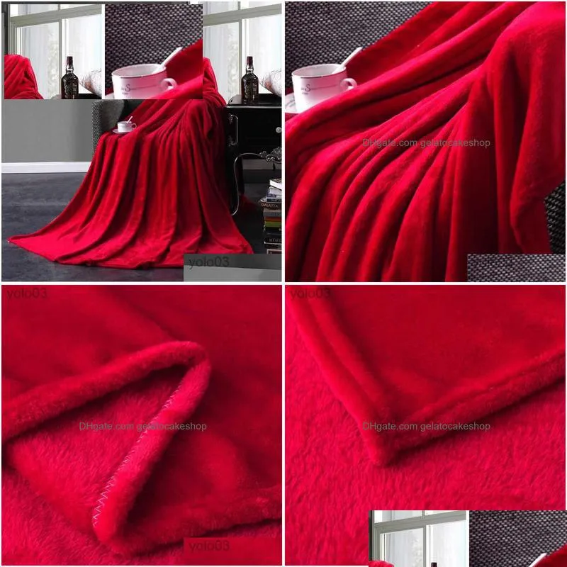 blankets red flannel blanket soft throw blanket on sofa bed plane travel plaids adult home textile solid color blanket travel