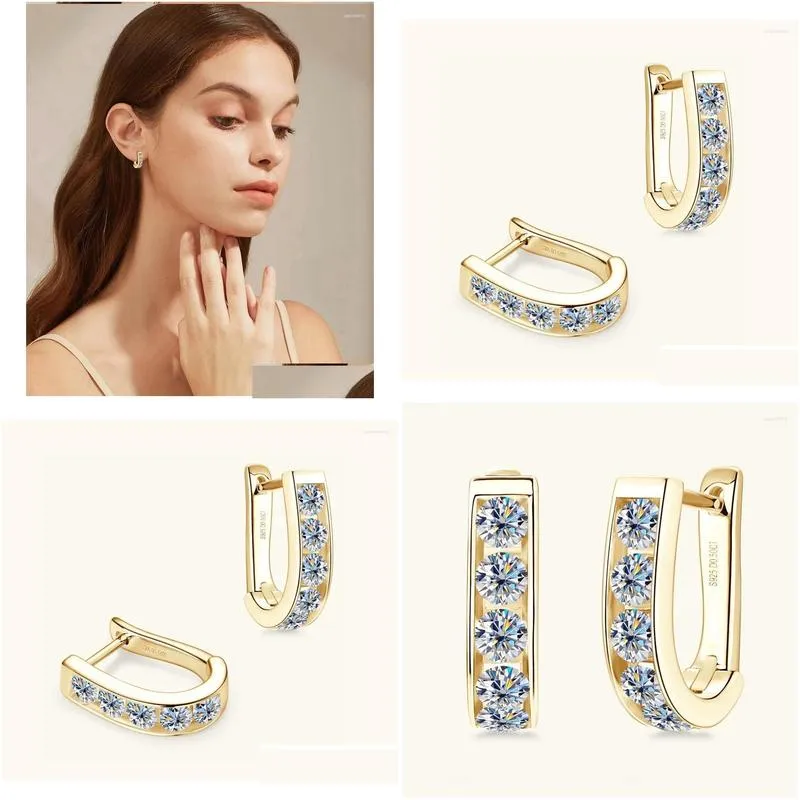 Hoop & Huggie Hoop Earrings Super Flash Mosan Sterling Sier Ear Buckle Ring Light Luxury High Sense Earring Studs 2023 Drop Delivery Dhd2T