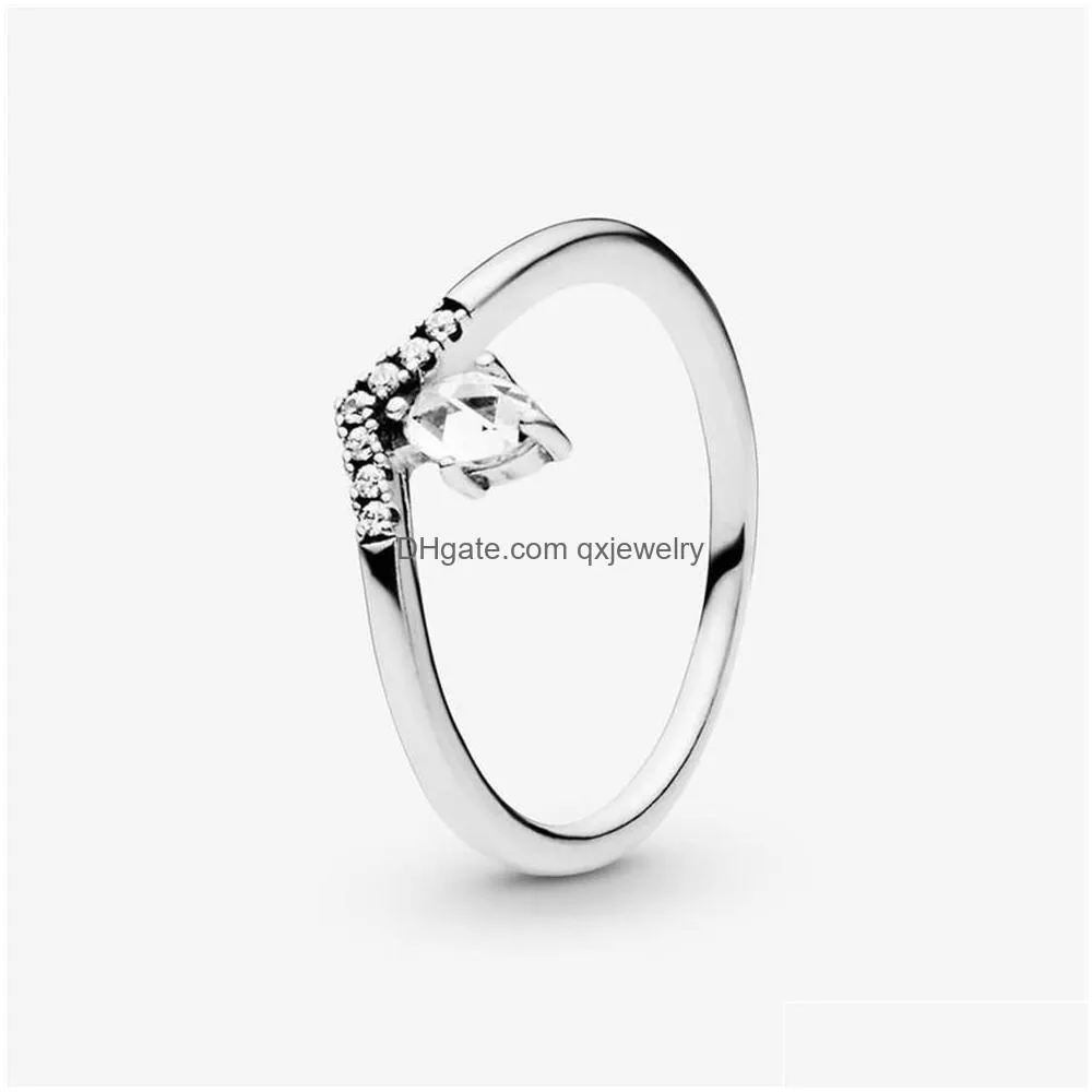 Wedding Rings New Brand 100% 925 Sterling Sier Classic Wishbone Ring For Women Wedding Engagement Rings Fashion Jewelry Accessories24 Dh72Y