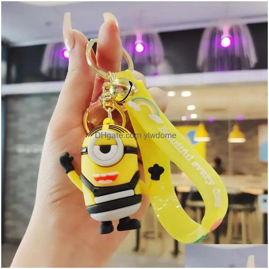 Finger Toys Cartoon Ornament Cute Finger Toy Fashion Trend Minions Schoolbag Pendant Doll Keychain Trendy Play Bag Car Keyring Drop De Dhjes