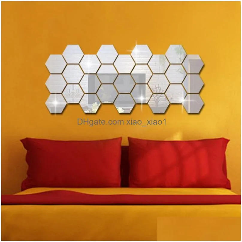 art 3d 50-pieces decorative 3d wall panels faux leather tile golden hexagon