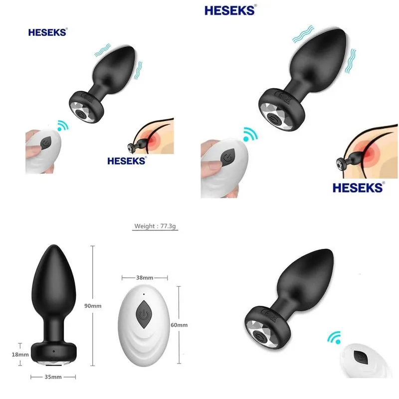 Massager Heseks 10 Modes Vibration Butt Plug Wireless Remote Control Anal Vibradores Sexo Culo Para Hombre Women