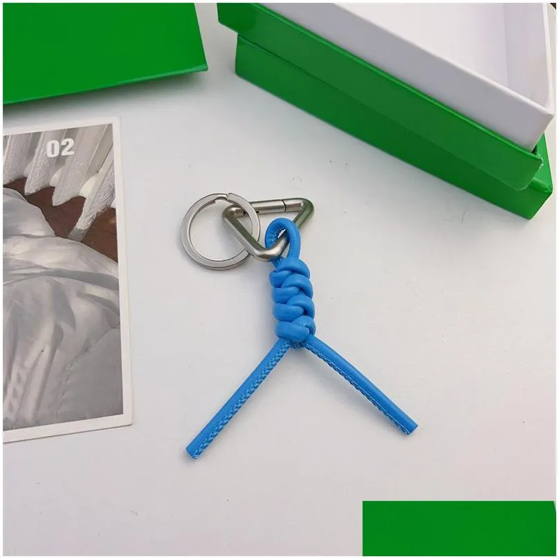 Keychains & Lanyards Designer Keychain Sheepskin Weaving Keyring Charm Bag Pendant Men Women White Steel Gun Color Hardware Key Chain Dheca