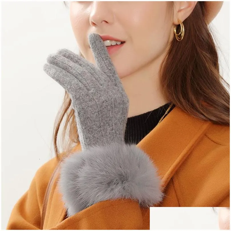 Fingerless Gloves Fashion Women Autumn Winter Cashmere Warm Mitts Fl Finger Mittens Outdoor Sport Female Sn 230804 Drop Delivery Dhvtp