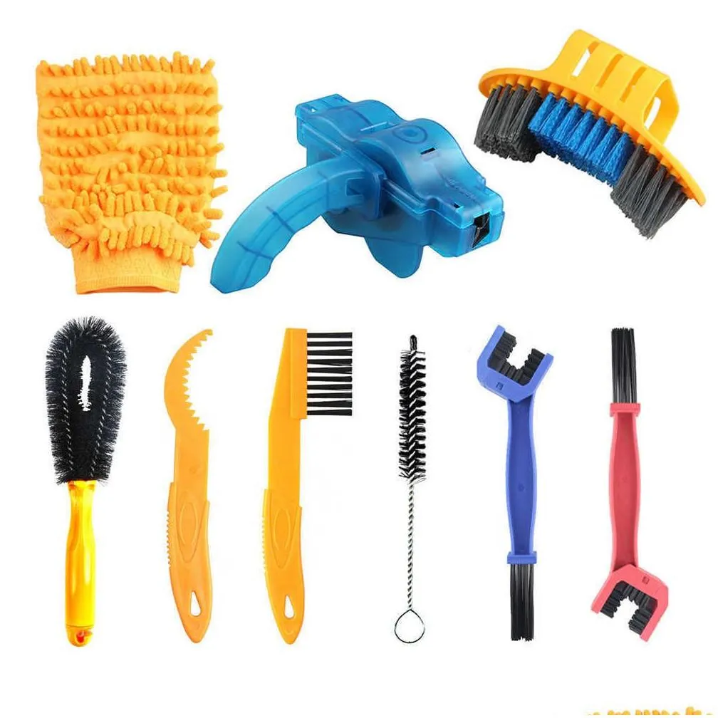 New Bike Cleaning Kit Bicycle Cycling Chain Cleaner Scrubber Brushes Mountain Bike Wash Tool Set Bicycle Repair Tools Accessories