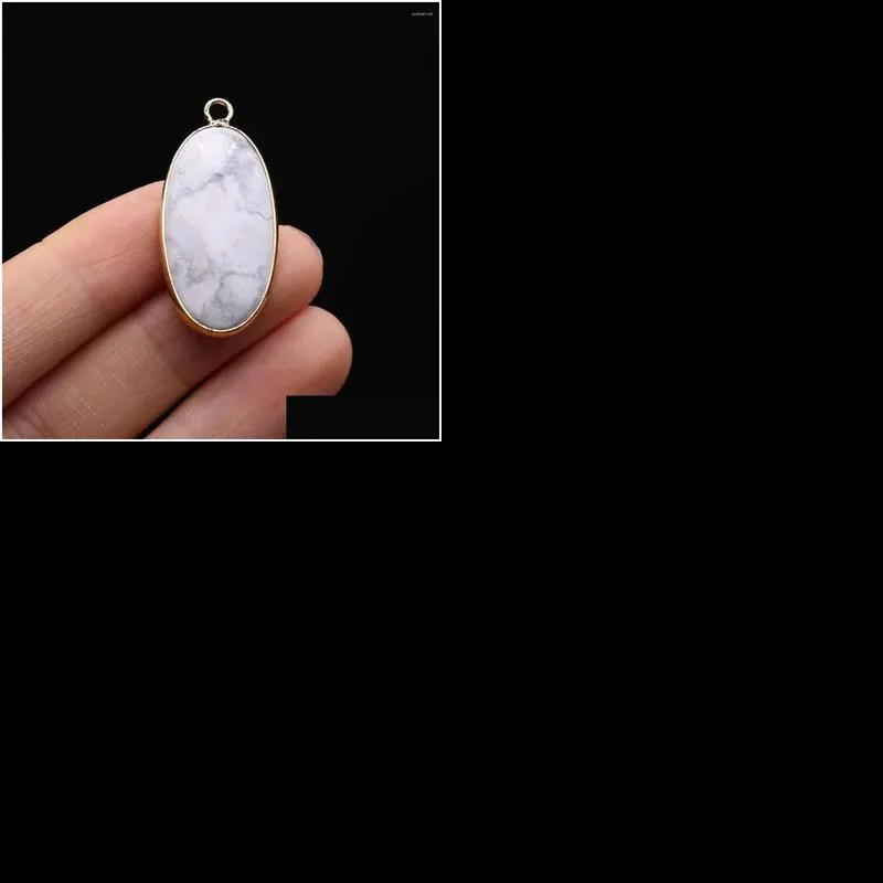 Charms 16X35Mm Natural Stone Elliptical Pendant Amethysts Clear Quartz For Jewelry Making Supplies Diy Necklace Earring Drop Delivery Dh3Rd