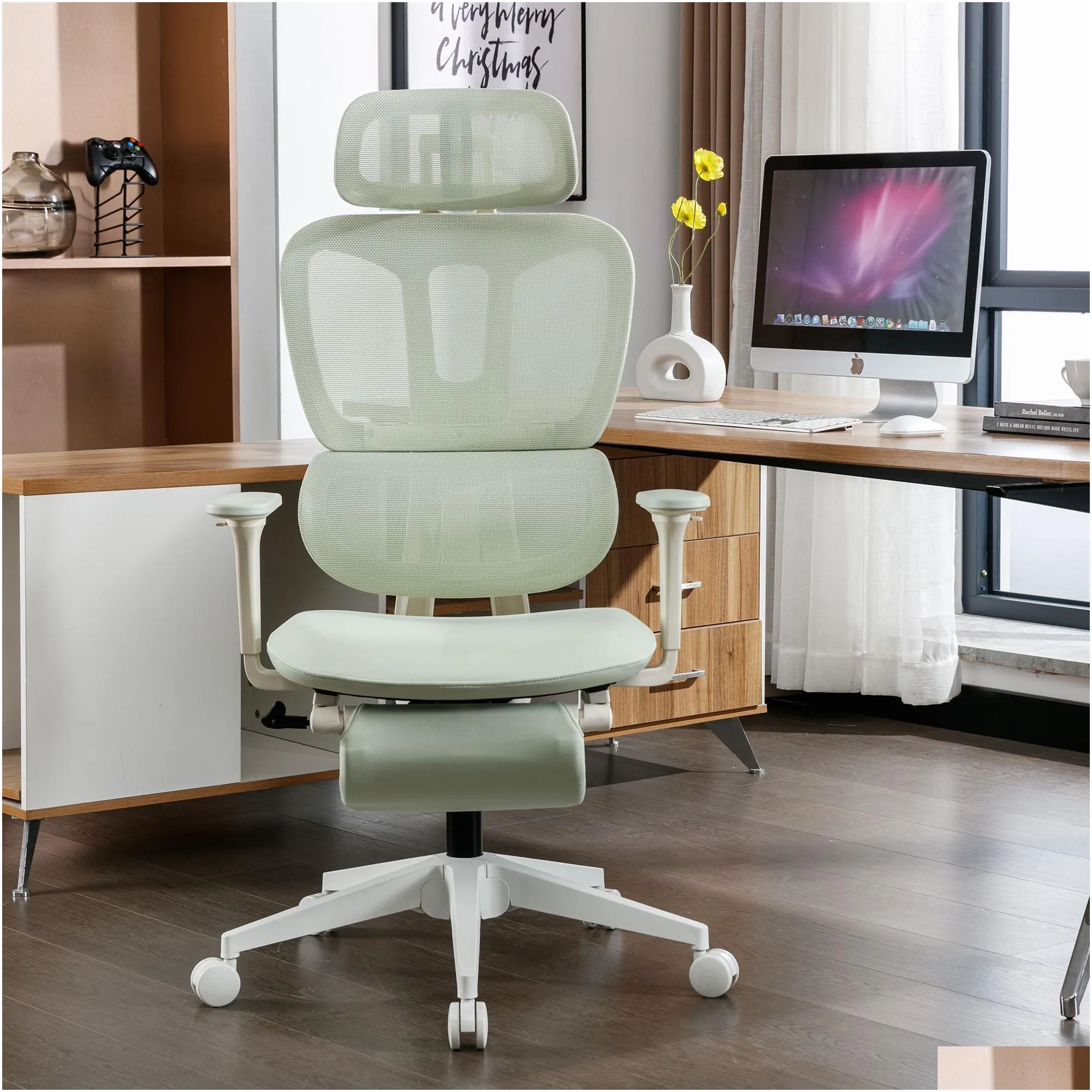 Ergonomic Mesh Office Chair with 2D Adjustable Armrest,High Back Desk Computer Chair,Green