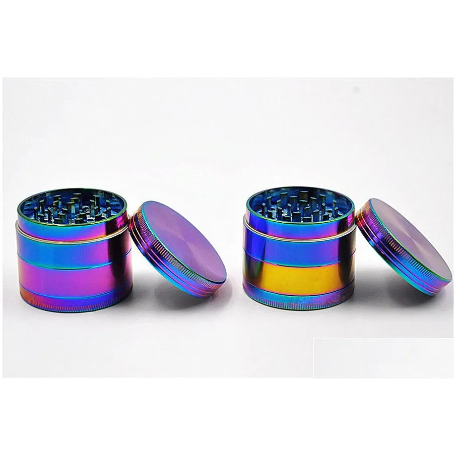 Herb Grinder Smoking Chromium Crusher Herb Grinder Water Pipe Wee Accessories 50Mm 4 Piece Metal Tobacco Cigarette Drop Delivery Home Dhp95