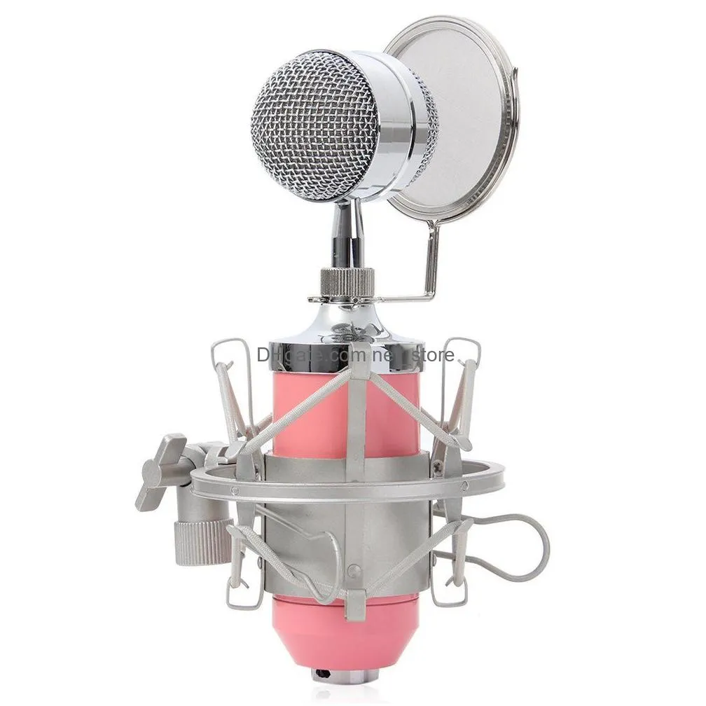 Microphones Bm8000 Professional Sound Studio Recording Condenser Wired Microphone 3.5Mm Plug Stand Holder  Filter For Ktv Karaoke D Dhek0