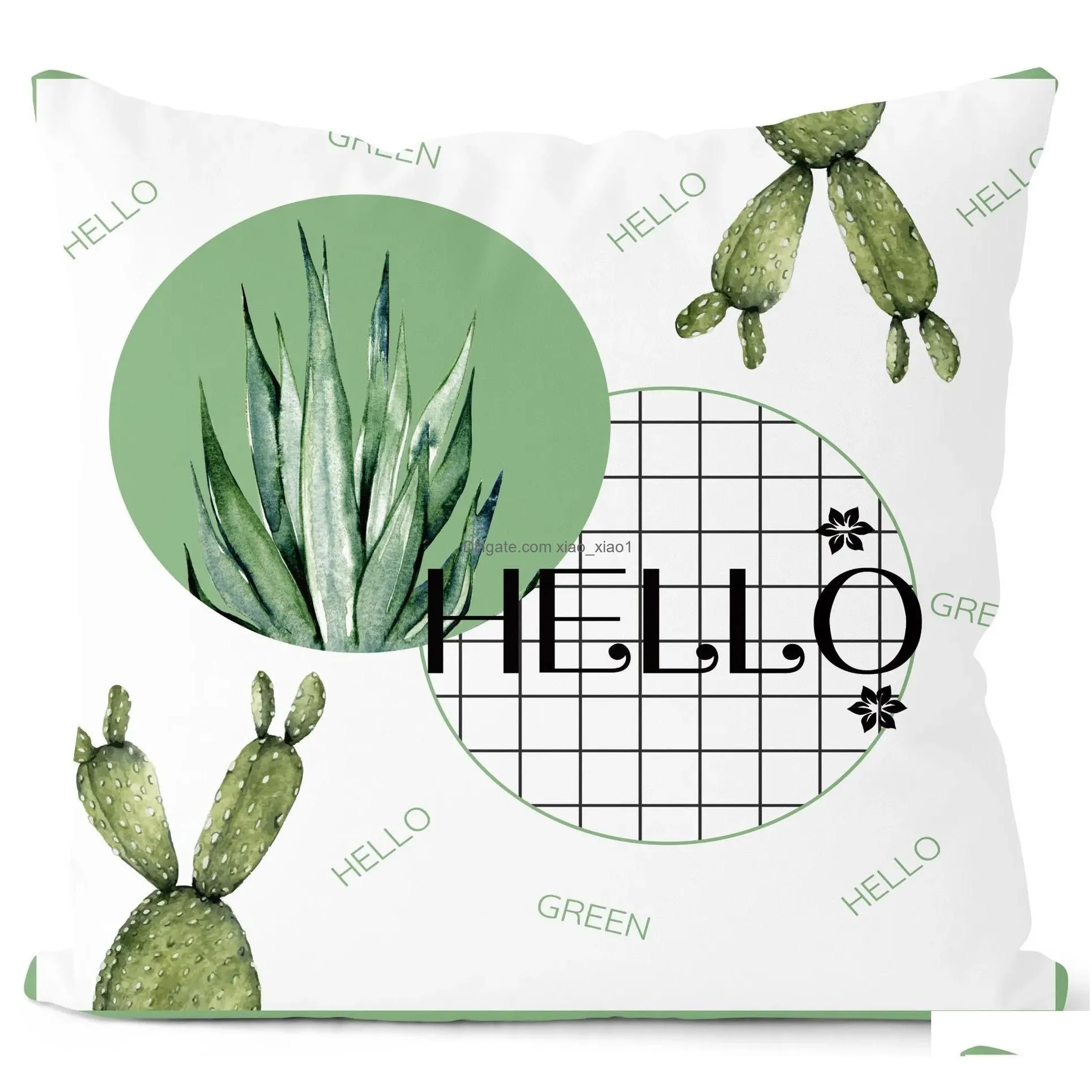  summer green small  plant giraffe pillowcase decorative home sofa car party cushion covers 45x45cm throw cover