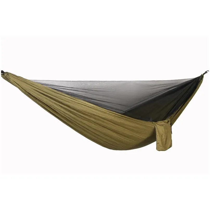 Hammocks Fashion Double Parachute Deployment Mosquito Hammock 290 140 Wind Rope Nail Anti Rollover Handing Bed Chair Swing