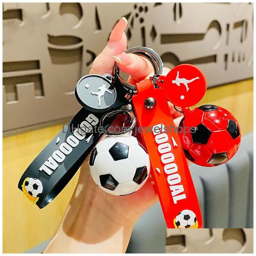Key Rings Simation Football Key Chains Rings Lanyards Pvc Ball Pendant Keyrings Trinkets Fashion Accessories Bag Charms Car Keychains Dh9Ay