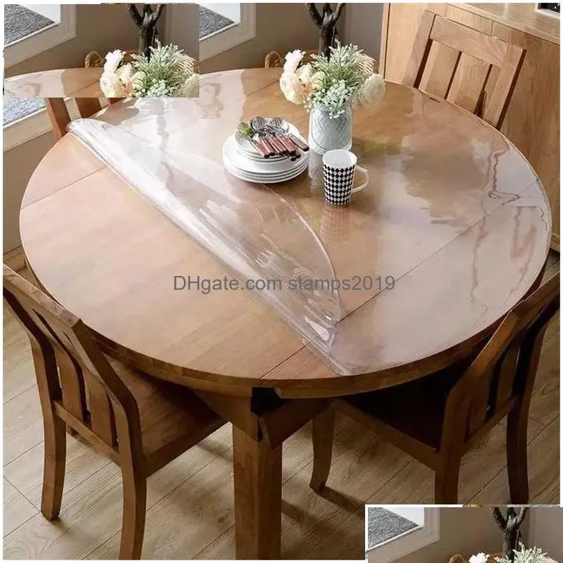 table cloth 1.0 mm pvc tablecloth round transparent table film protection pad table mat soft glass tablecloth dining table