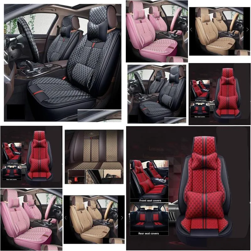 Car Seat Covers Autocovers For Sedan SUV Durable Leather Universal Set Five Seaters Cushion Mat Front And Back Multi Design