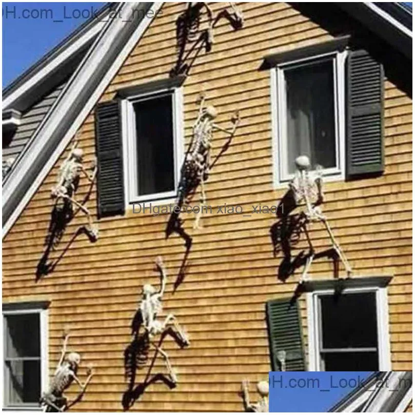 other festive 150cm scary halloween decoration luminous hanging decor roof outdoor party horror luminous movable skull halloween skeleton prop l220826
