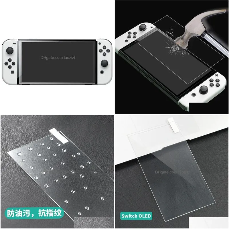 ab glue 9h tempered glass screen protector for switch oled switches game controller protectors film 0.33mm x0908f