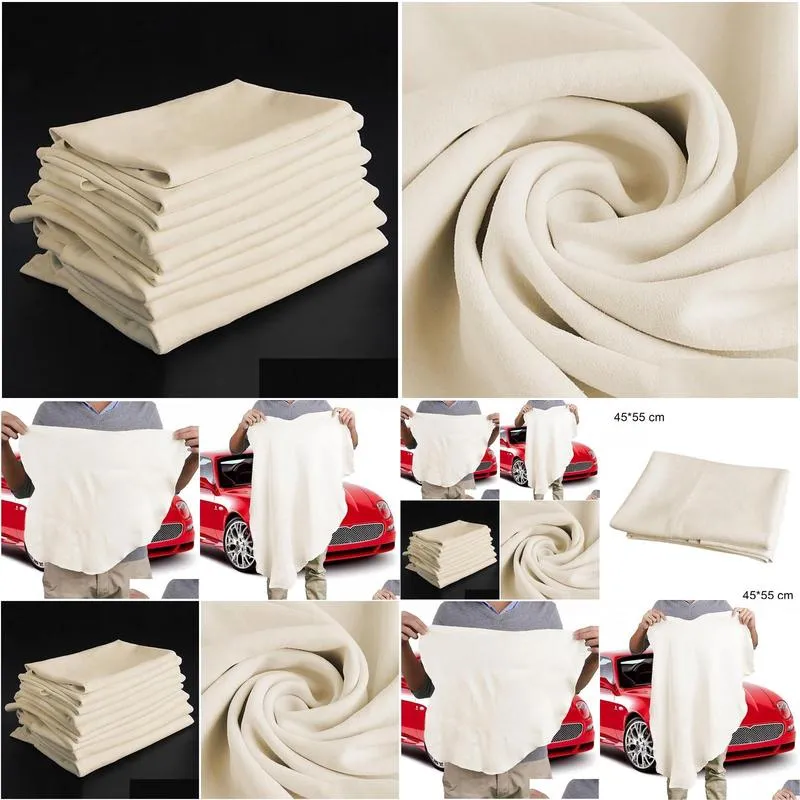 60*80CM Auto Care Natural Chamois Leather Cleaning Cloth Genuine Leather Wash Suede Absorbent Quick Dry Towel Streak Free Lint Free