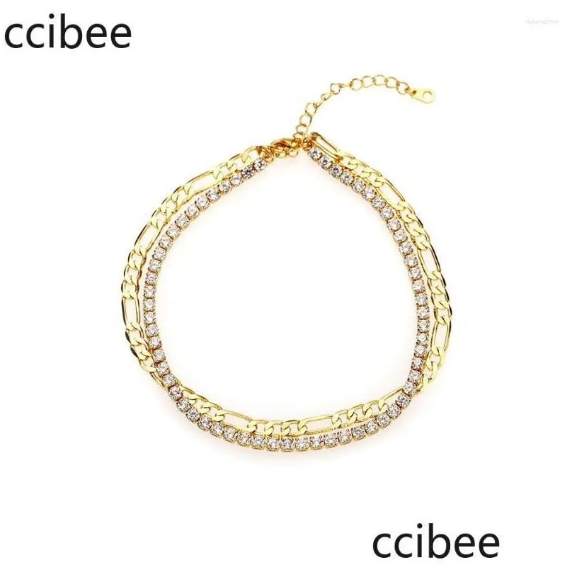 Anklets Style Accessories Micro-Inlaid Zircon Anklet Claw Chain 18K Gold-Plated Ins Fashion Womens Hip-Hop Wholesale Drop Delivery Dhyhu