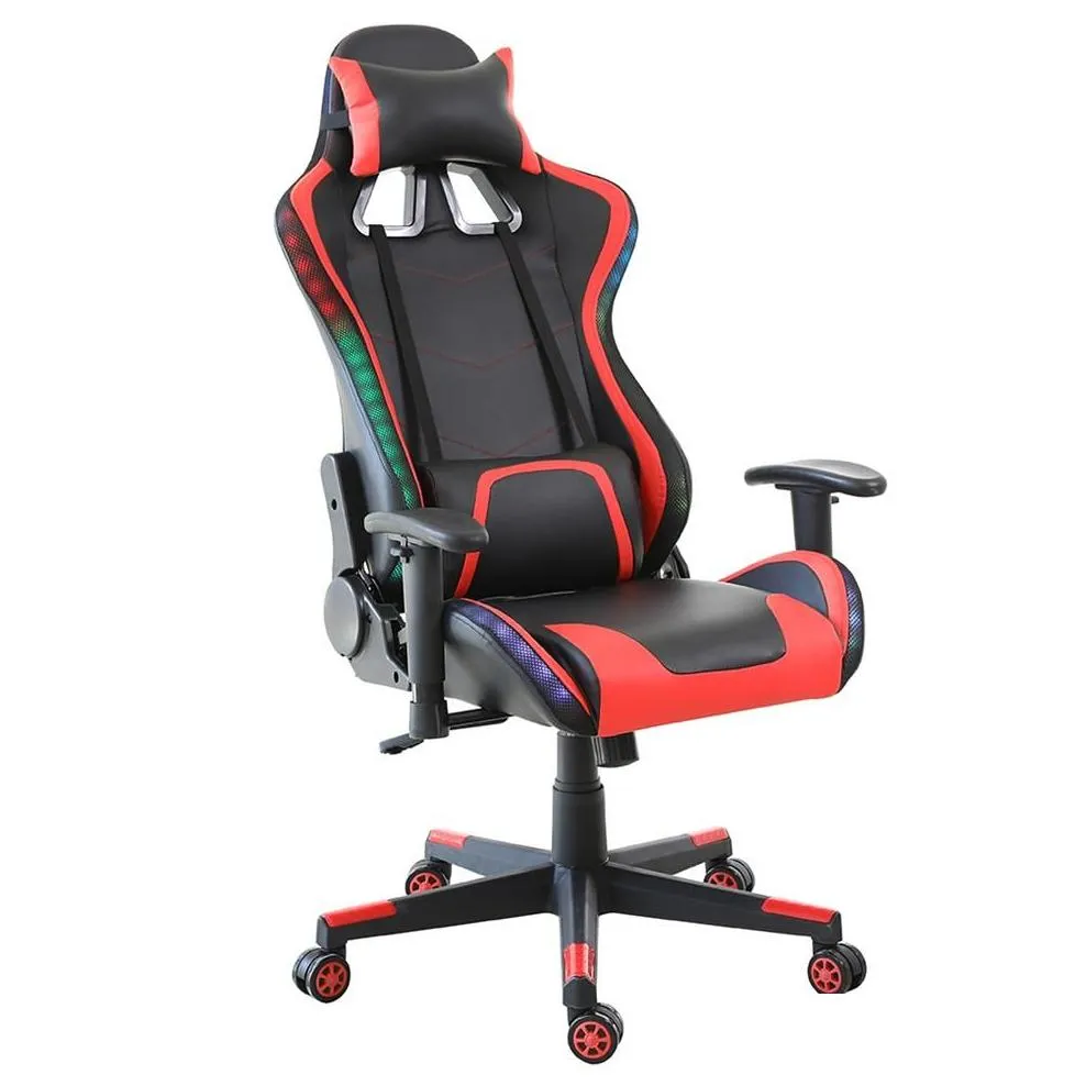 2021 Arrival furniture Customized Black Leather Blue Light Sillas Gamer Led rgb Gaming Chairs PU office chair188S