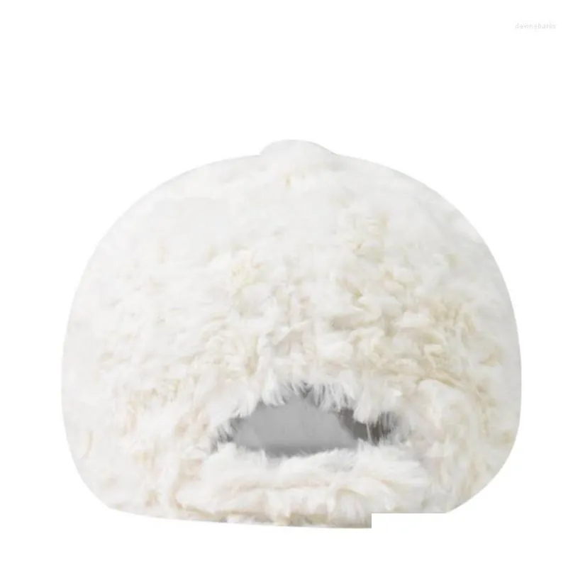 Ball Caps Fashionable Sheepskin Hat Women Fall/Winter Korean Edition Tide Warm Plush Baseball Dicer Brown White Lambskin Womens T Dro Dhyj3