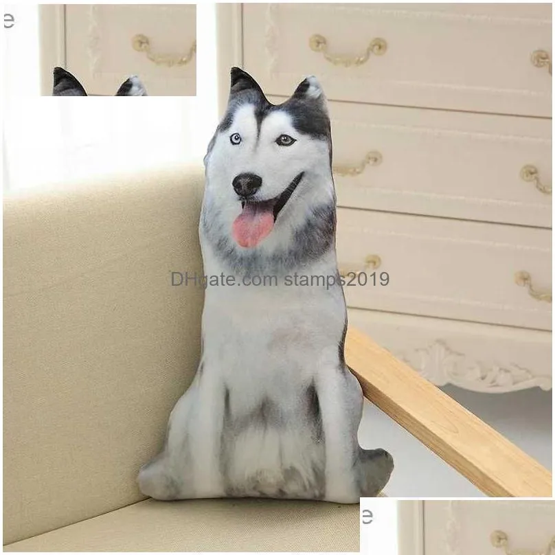 pillow throw realistic animal cute curved dog print throw funny dog head cosplay kids favorite household toy cushionl231017