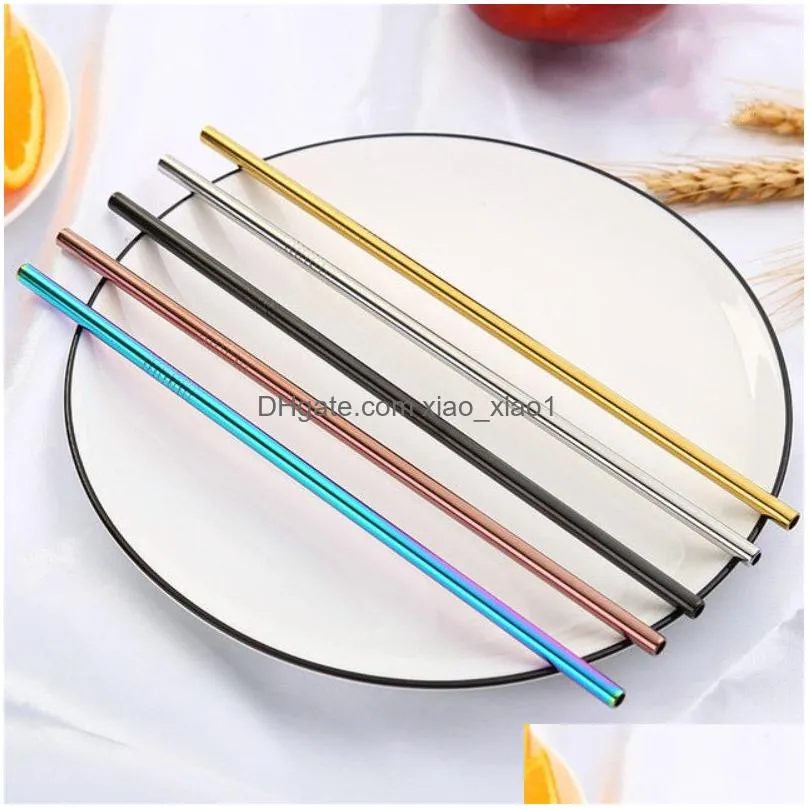 reusable metal drinking straws 304 stainless steel sturdy bent straight drinks straw