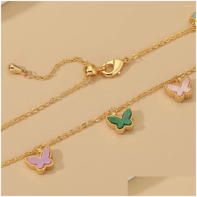 Chain Link Bracelets Fashion Women Adjustable Bracelet Butterfly Shape Colorf Resin Party Jewelry Accessory Drop Delivery Jewelry Bra Dhphq