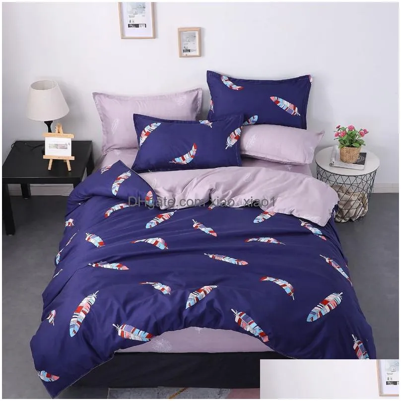 designer bed comforters sets bedding set flannel fleece home duvet cover set 4pcs warm bedclothes pastoral caroset star