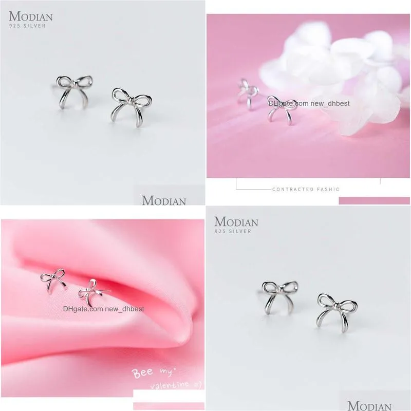 Stud Tiny Simple Bowknot Stud Earrings For Women Girls Kid 925 Sterling Sier Jewelry Korean Style Accessories Gifts 210707 Drop Deliv Dhjky