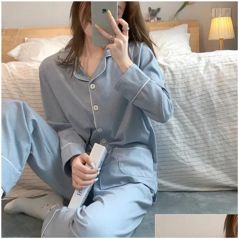 Women`s Sleepwear Casual Pajama Autumn and Winter 2023 Pure Cotton Long Sleeves Pants Sweet School Style Homewear Set 231116