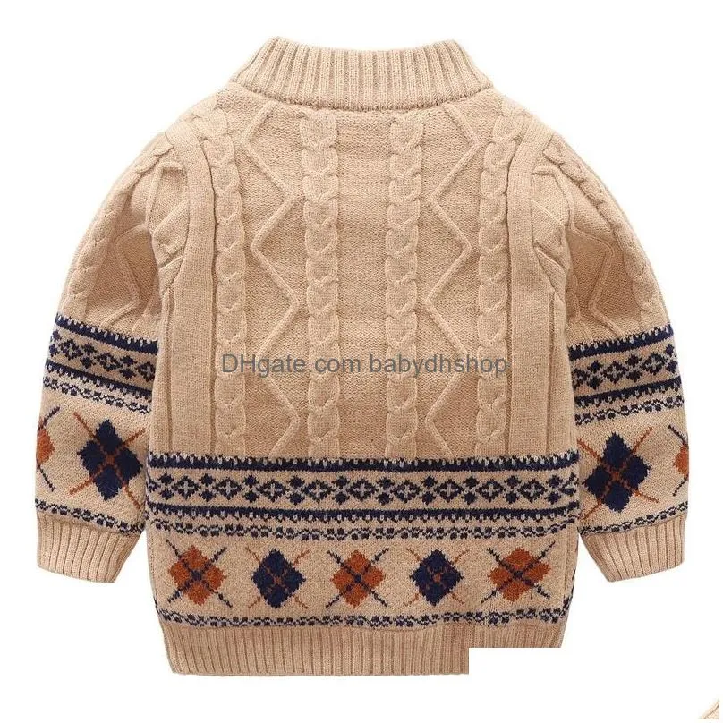 baby boys sweaters jackets autumn winter childrens print knitted coats childrens boys cardigan coat toddler outwear 201128