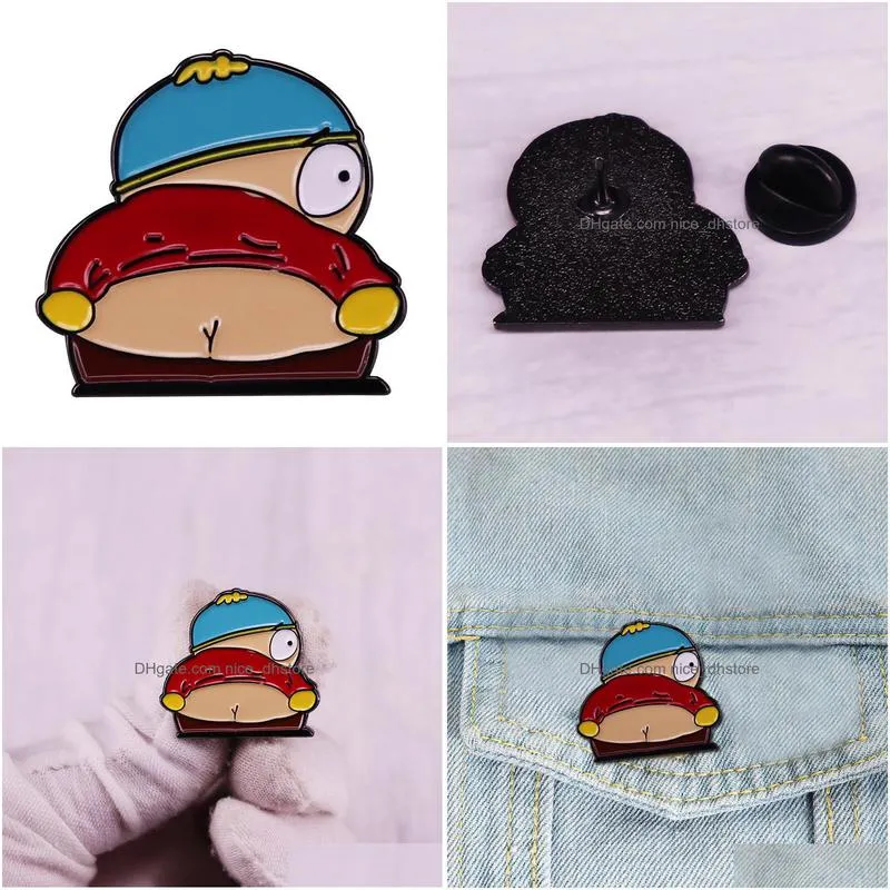 Pins, Brooches Soutark Eric Cartman Ass Badge Cartoon Animationl Brooch Pin Cute Boy Accessory Drop Delivery Jewelry Dh2H3