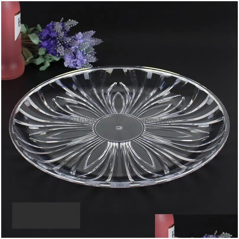 Dishes & Plates Dishes Plates Transparent Food Sweets Fruit Dessert Dish Round Plastic Tableware Snack Tray Bar Home Accessories Drop Dhrin