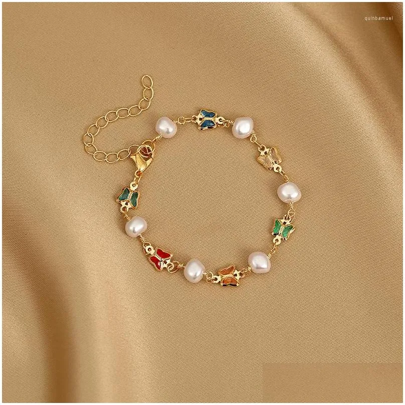 Chain Link Bracelets European And American Jewelry Creative Fashion Bracelet Female Love Pearl Ins-Style Simple Drop Delivery Jewelry Dh9Pg