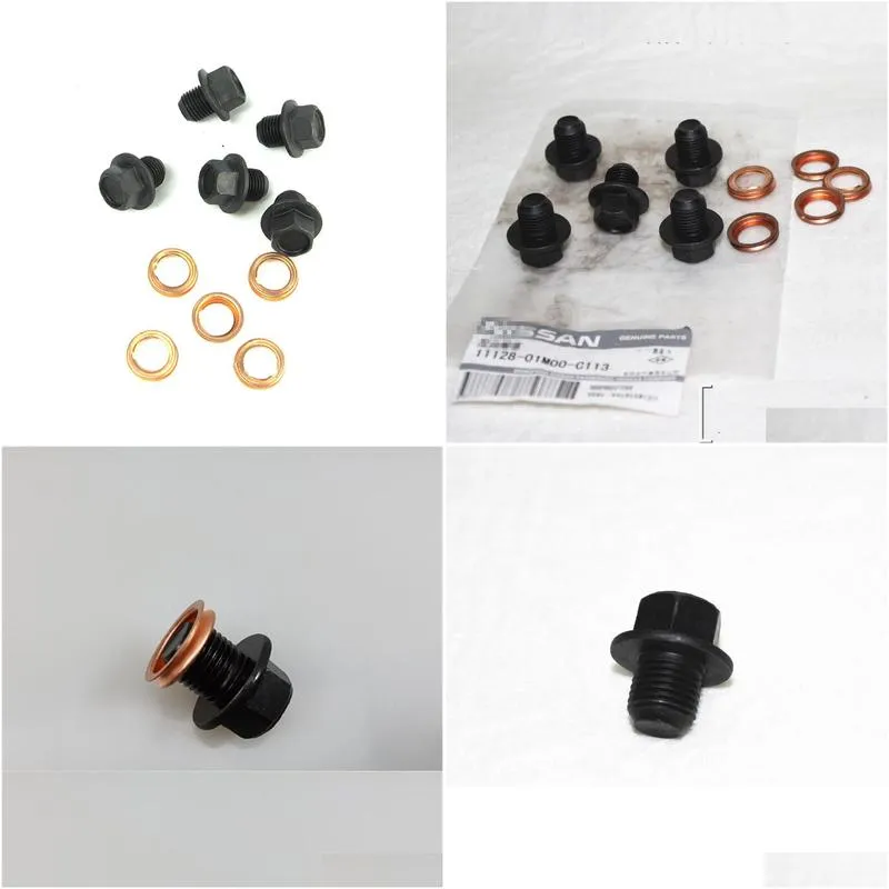 5 Sets Oil Drain Plug Bolt Screw Crush Washers Gaskets 11026-01M02 for Teana Tiida Qashqai