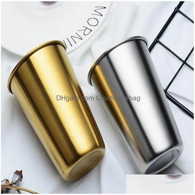 Tumblers 350Ml/500Ml Stainless Steel Mugs Metal Travel Tumbler Pint Glasses Cup Outdoor Cam Drinking Coffee Tea Beer Kitchenware Drop Dhewa