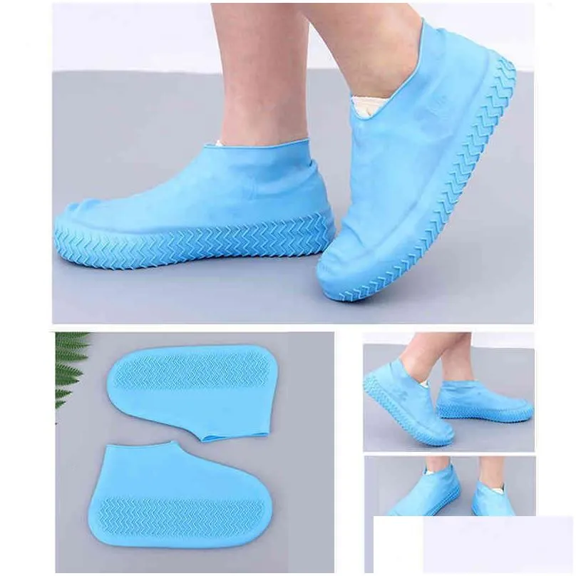 Home Unisex Outdoor Silicone WaterProof Anti Slip Cycling Shoe Cover Reusable Rain Thick Overshoes Travel Boots Indoor Outdoord Protector