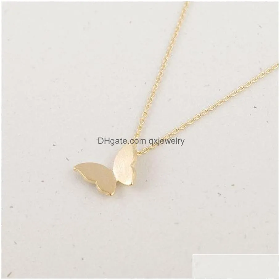 Pendant Necklaces Fashion Butterfly Pendant Fun Animal Shapes Gold Sier Plated Necklace For Women Gift Whole329N Drop Delivery Jewelry Dhuwk