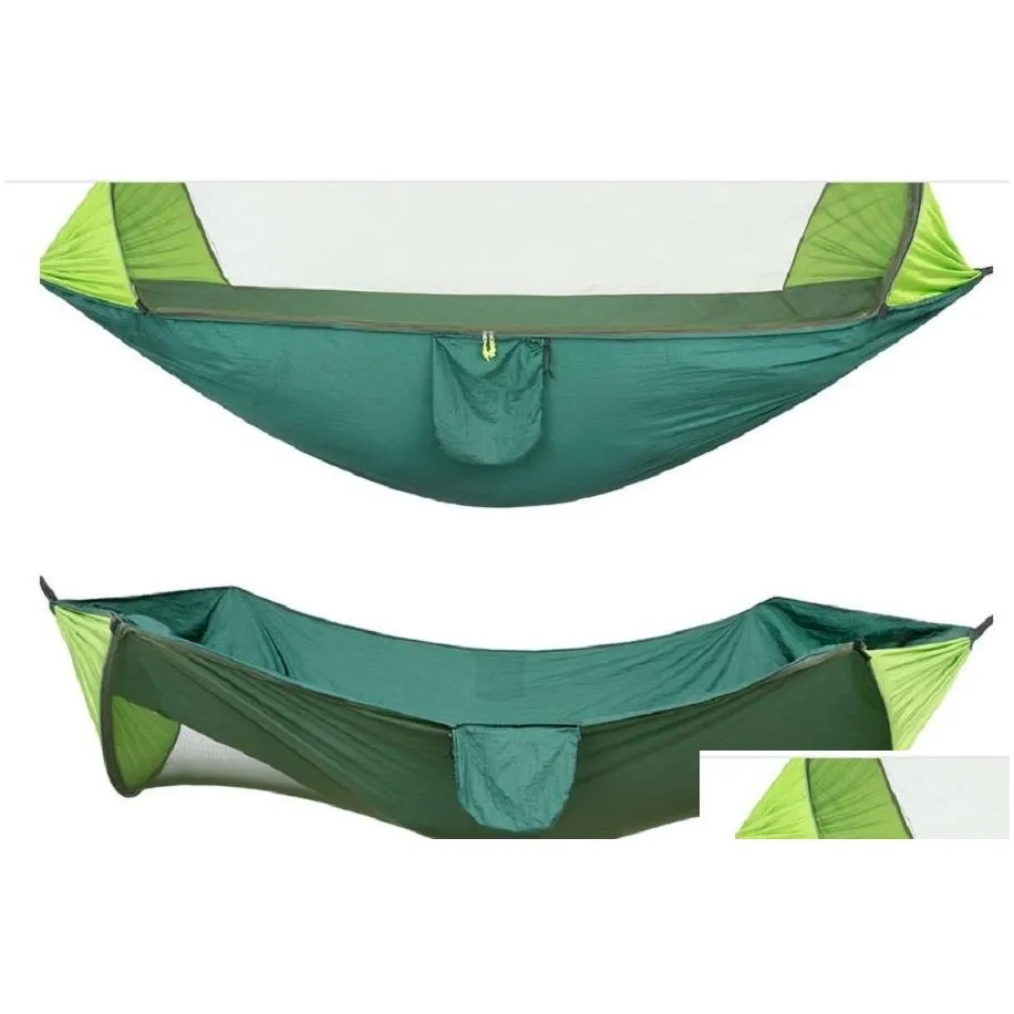 2020 fashion Hammocks New type automatic quick opening Mosquito Net Hammock outdoor double camping parachute cloth nylon 285V