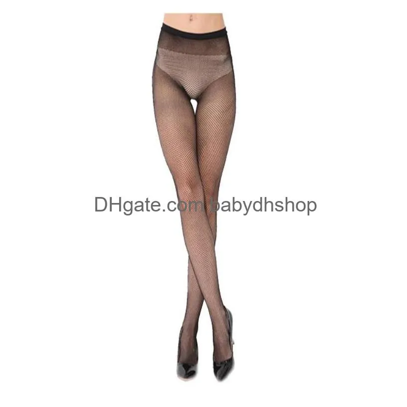 Socks Hosiery Summer Sexy Mesh Stocking Transparent Slim Fishnet Pantyhose Party Club Net Holes Black Tights Small/Middle/Big Drop De Dhhaj