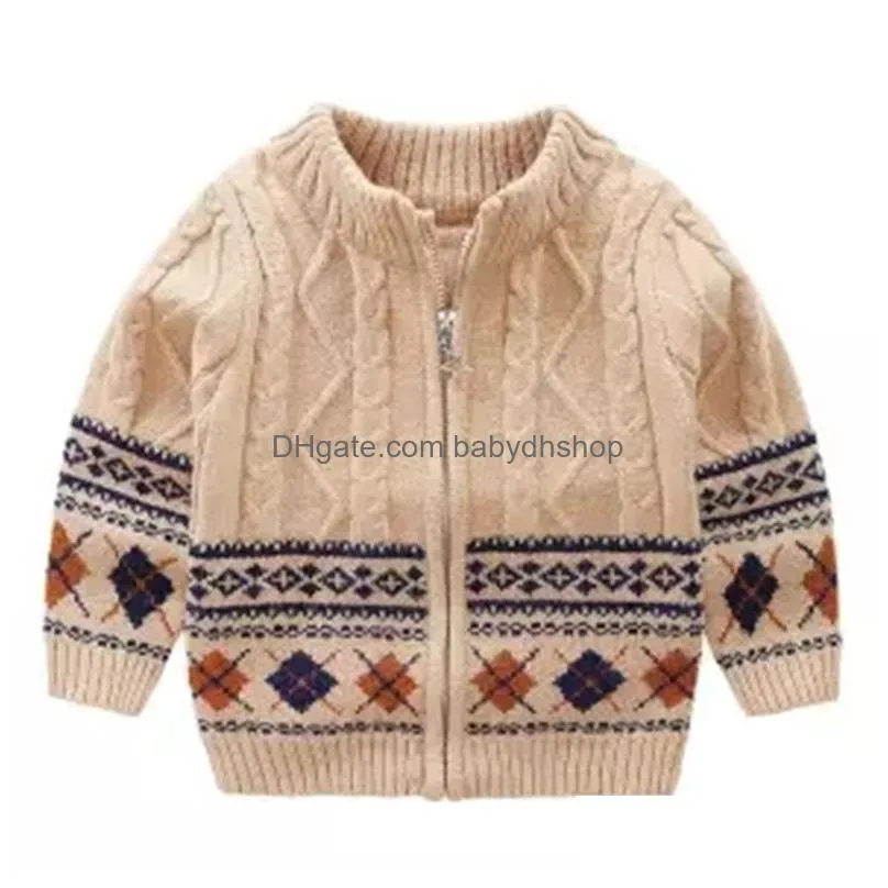 baby boys sweaters jackets autumn winter childrens print knitted coats childrens boys cardigan coat toddler outwear 201128