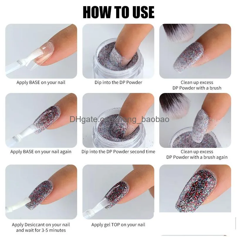 stickers decals limegirl dipping nail powder set no need lamp cure natural dry long lasting dip liquid polish glitter dust winter manicure kit