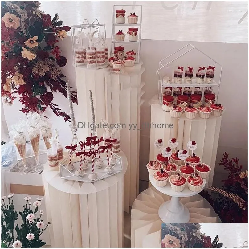 party decoration birthday supplies for wedding round stand paper plinth display set cylinder dessert table