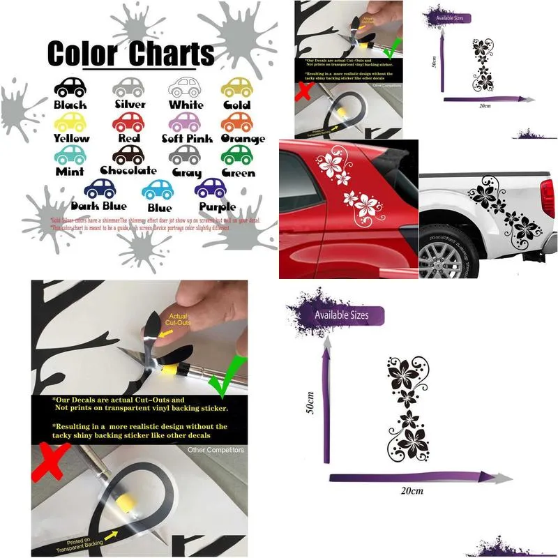 Stickers Flowers with Dots Car Sticker Decal for Windshield Tailget Bumper Hood Auto Vehicle SUV Vinyl Decor R230812